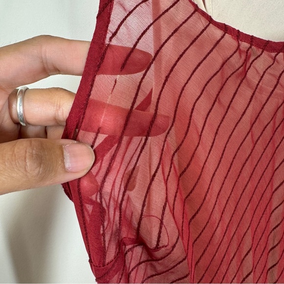 BCBG Red Vintage Y2K 90s Boho Silk Wool Sheer Lined Maxi Dress Size 2 - Picture 9 of 14